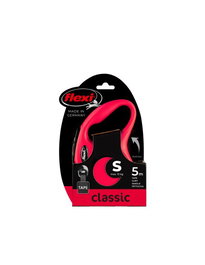 Flexi Classic Cinta Extensible para Perros, Color Rojo, 5 Metros, S hasta 15 kg, con Multi Box y Sistema LED