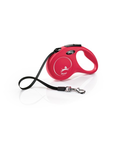 Flexi Classic Cinta Extensible para Perros, Color Rojo, 5 Metros, S hasta 15 kg, con Multi Box y Sistema LED