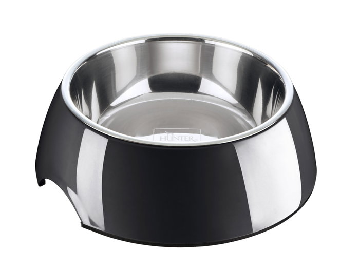 Comedero para Perro Hunter Melamina Acero Inoxidable Negro 160 ml (14,5 x 14,5 x 7 cm)