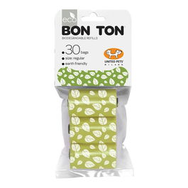 United Pets Recambio Bon Ton Regular Verde 3 Rollos x 10 Bolsas Plástico Biodegradable