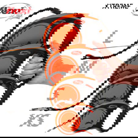 Flexi X11-Tape Flexi-Extrem Correa para Perros 5 M Hasta 35 kg, Extremadamente Resitente con Cinta de Amortiguación, Para Mascotas Activas y Aventuras