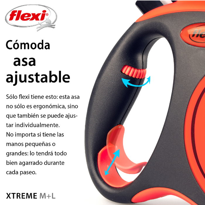 Flexi Xtreme Correa extensible con cinta de 5m, naranja, talla M