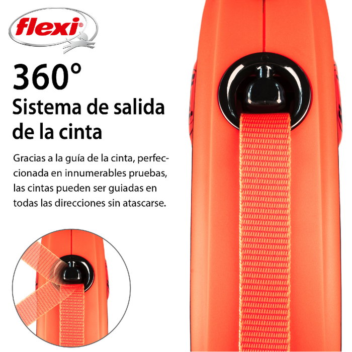 Flexi Xtreme Correa extensible con cinta de 5m, naranja, talla M