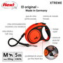 Flexi Xtreme Correa extensible con cinta de 5m, naranja, talla M