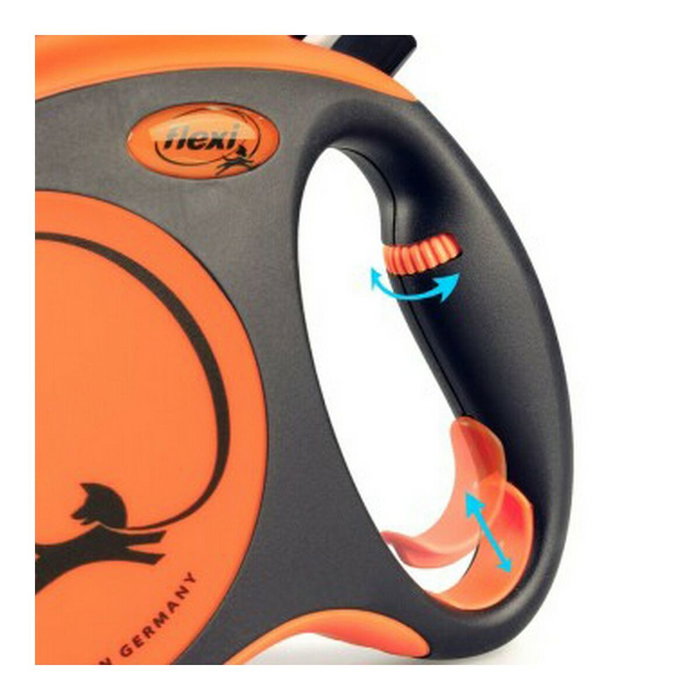 Flexi Xtreme Correa extensible con cinta de 5m, naranja, talla M