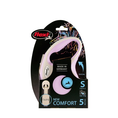 Flexi Comfort Correa Arnes Cinta Rosa para Perro 5 Metros 15 kg, Sistema LED, Multi Box, Doble Color