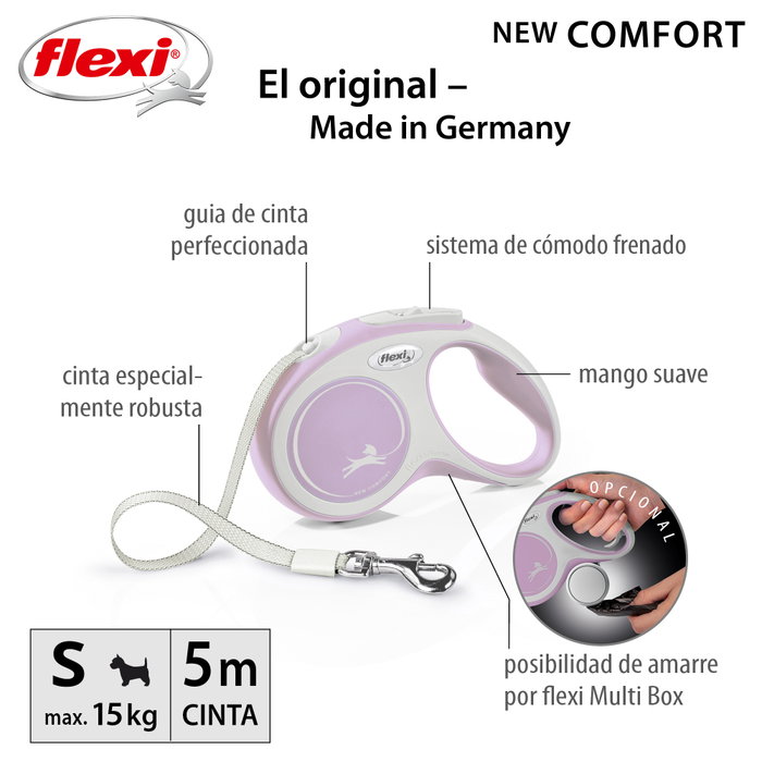 Flexi Flexi New Comfort Cinta 5m Rosa Talla S hasta 15kg