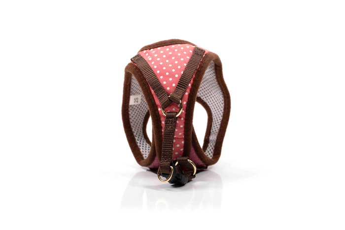 Gloria Petral para Perro Puntos Rosa XS Cuello 17-22 cm Pecho 20-25 cm Malla Transpirable Acolchado Ajuste Velcro Cierre Rápido