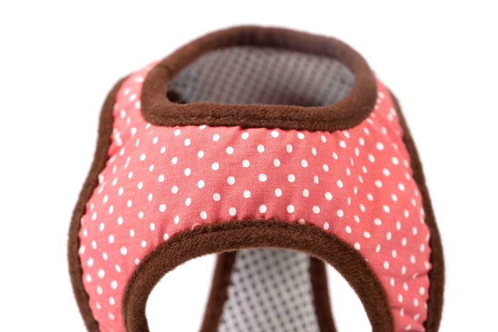 Gloria Petral para Perro Puntos Rosa XS Cuello 17-22 cm Pecho 20-25 cm Malla Transpirable Acolchado Ajuste Velcro Cierre Rápido
