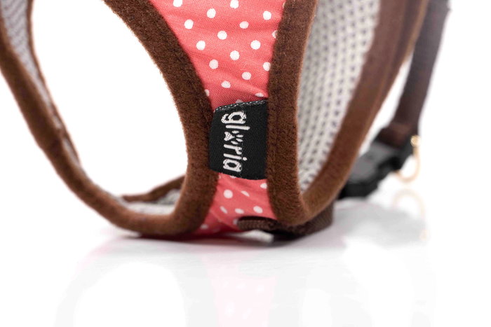 Gloria Petral para Perro Puntos Rosa XS Cuello 17-22 cm Pecho 20-25 cm Malla Transpirable Acolchado Ajuste Velcro Cierre Rápido