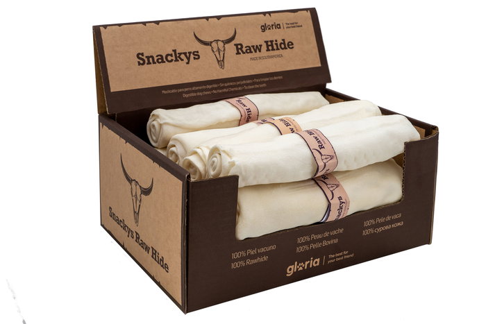 Snackys Snack Masticable Rollo para Perro, Piel Natural de Vacuno, 20-23 cm, 12 Unidades