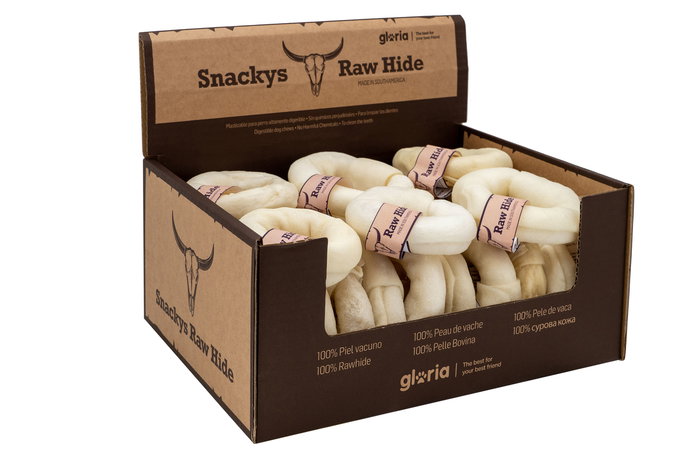 Snackys Masticable para Perro Rawhide Donut 8-9 cm 20 Unidades Piel de Vacuno Altamente Digerible
