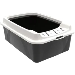 Rotho Mypet ROT7610859232878 Caja de arena con bordes Bonnie, 57.2 x 39.3 x 20.9 cm, Negro