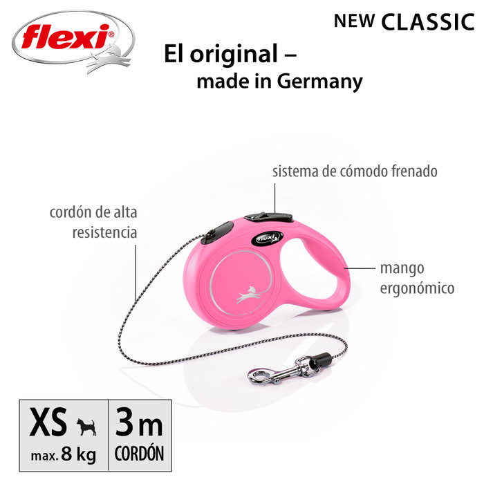 Flexi Classic XS Cordon 3m Rosa
