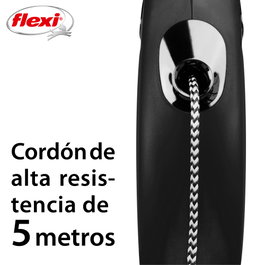 Flexi Classic M Cordón Negro 5m