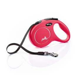 Flexi New Classic Correa Extensible de Cinta, 5m, Rojo, M (25kg)
