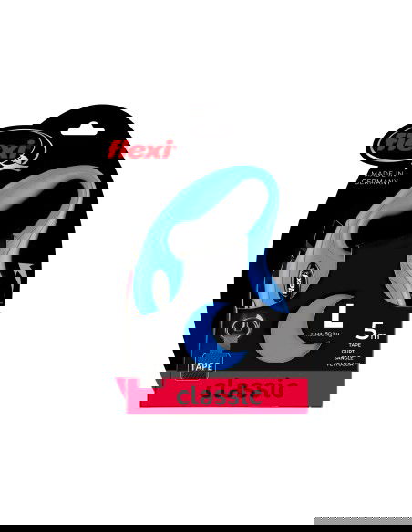 Flexi Classic Correa Extensible para Perros, 5 m, Color Azul, Resistencia 50 kg, Sistema LED, Hecho en Alemania