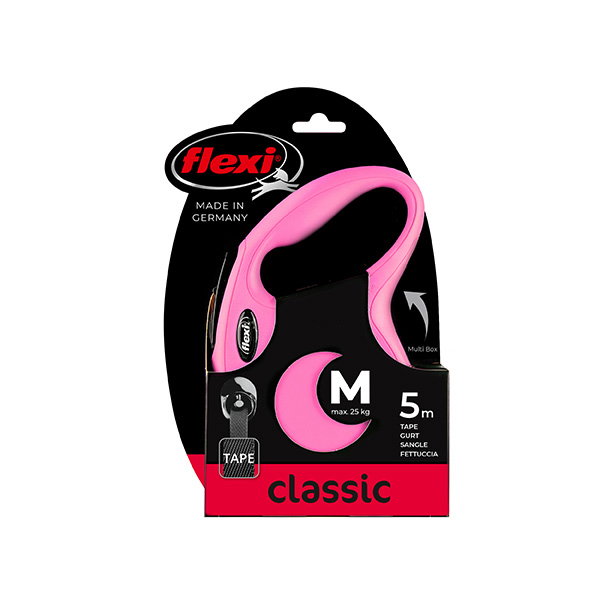 Flexi New Classic Correa de Cinta Rosa 5m Talla M