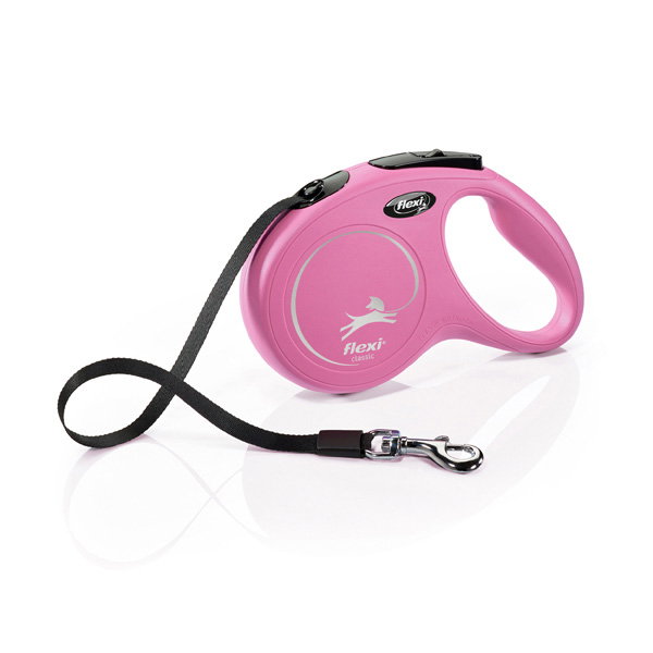Flexi New Classic Correa de Cinta Rosa 5m Talla M