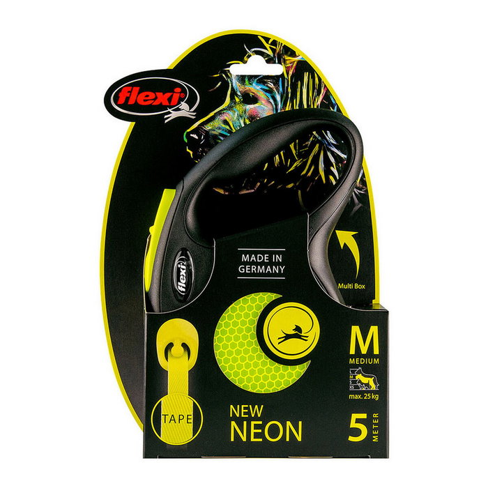 Flexi New Neon Amarillo con Cinta de 5m Talla S hasta 15kg Flexi New Neon Amarillo con Cinta de 5m Talla S hasta 15kg