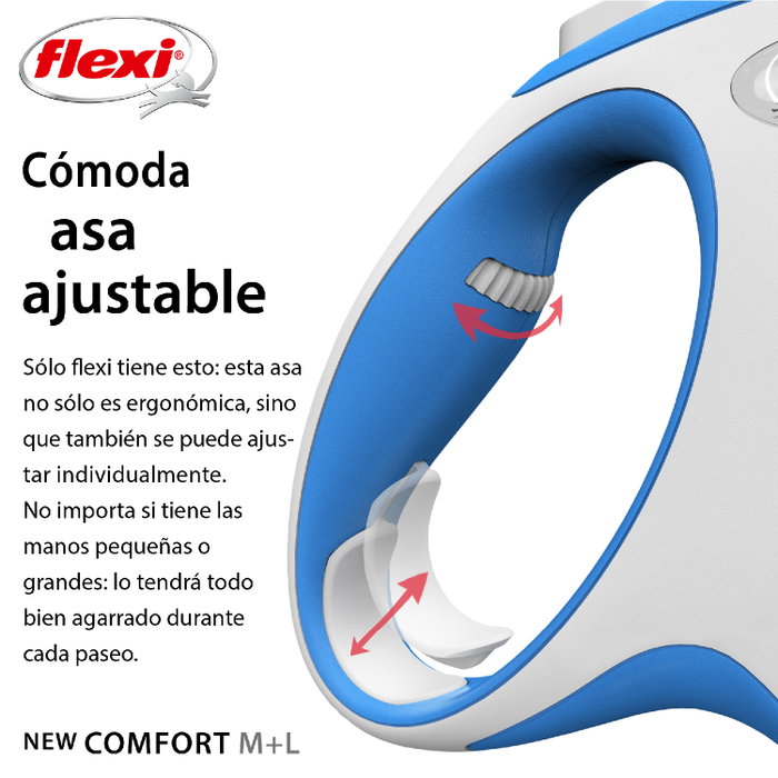 Flexi New Comfort Correa Extensible de Cinta, 5m, Azul, Talla M