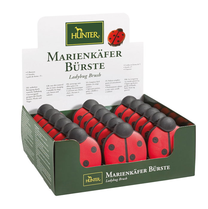 Hunter Display Cepillo Ladybug 15 Unidades Cerdas de Goma Flexibles para Mascotas
