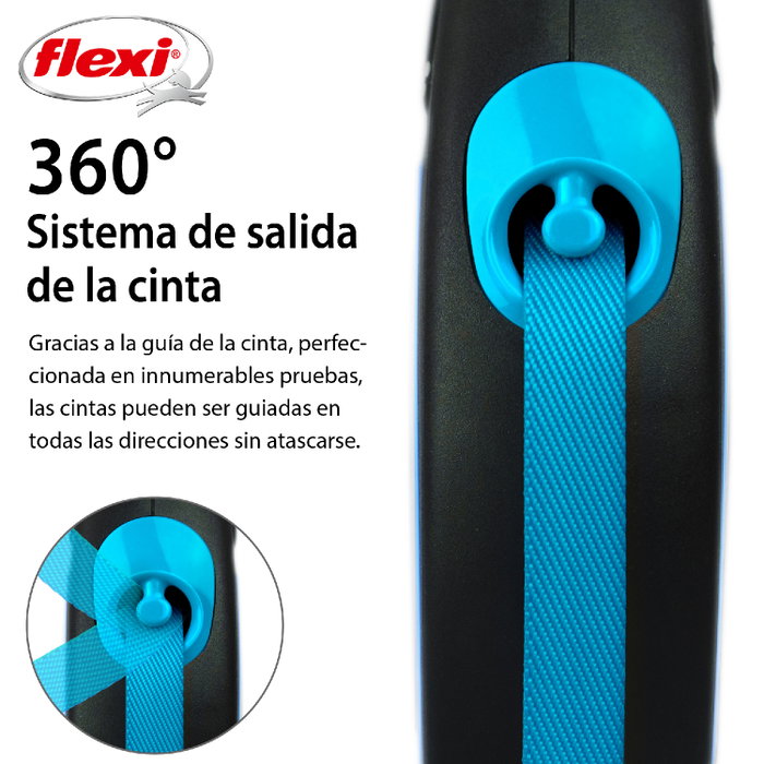 Flexi Correa de Cinta Neon Azul 5m para Perros hasta 25kg Flexi Correa de Cinta Neon Azul 5m para Perros hasta 25kg