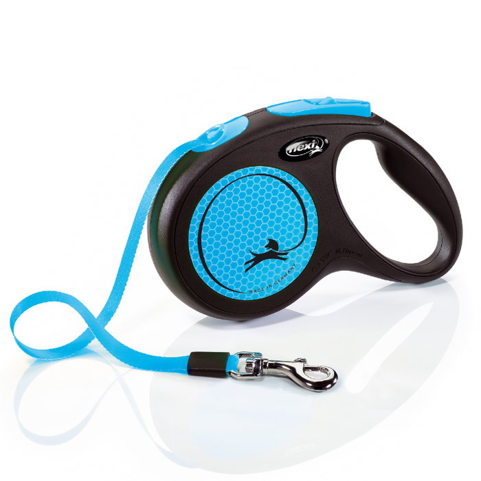 Flexi Correa de Cinta Neon Azul 5m para Perros hasta 25kg Flexi Correa de Cinta Neon Azul 5m para Perros hasta 25kg