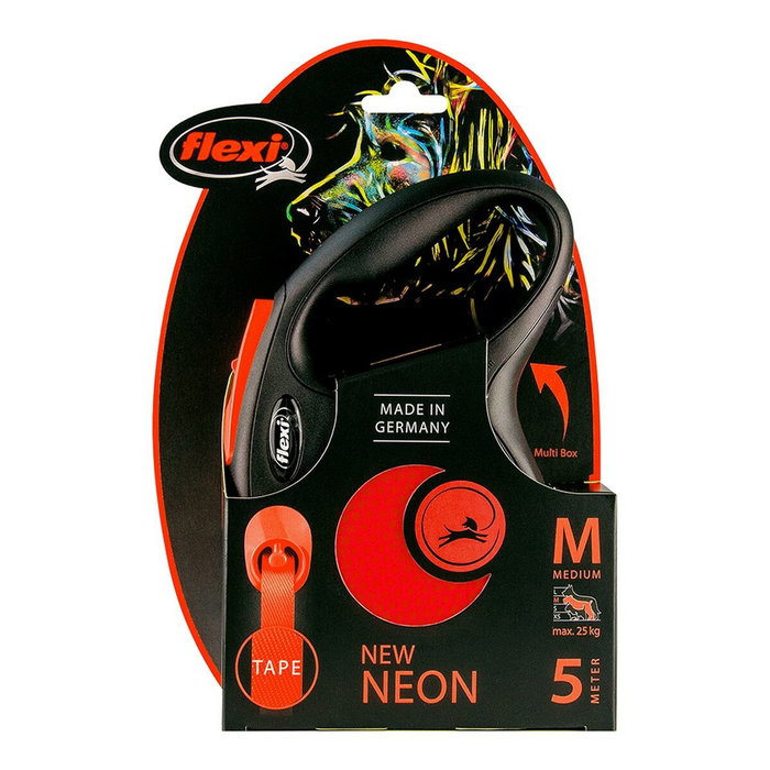 Flexi New Neon Naranja con Cinta de 5m Talla M