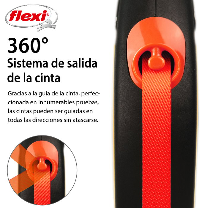 Flexi New Neon Naranja con Cinta de 5m Talla M