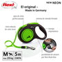 Flexi New Neon Cinta Verde 5m para perros hasta 25kg