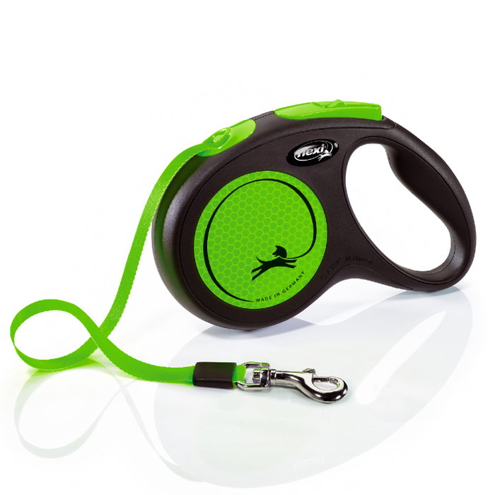 Flexi New Neon Cinta Verde 5m para perros hasta 25kg