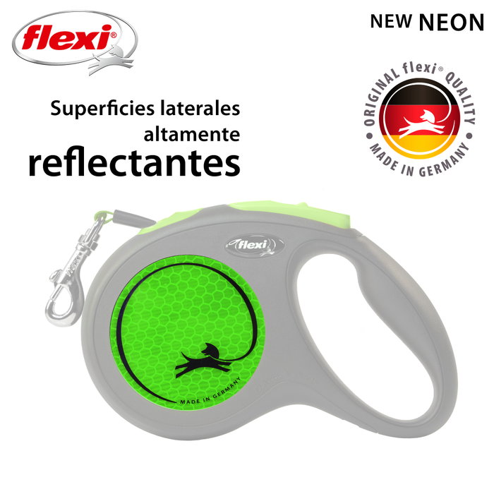 Flexi New Neon Cinta Verde 5m para perros hasta 25kg