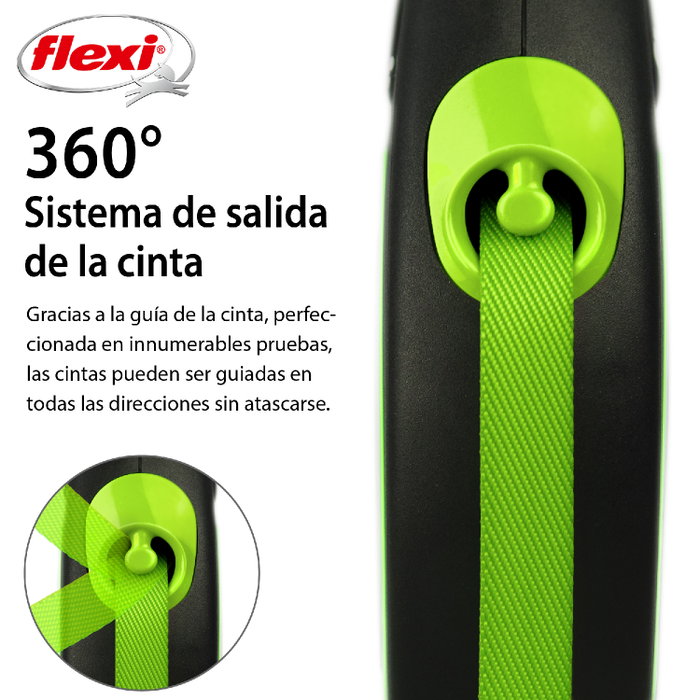 Flexi New Neon Cinta Verde 5m para perros hasta 25kg