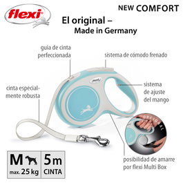 Flexi FLEXI COMFORT Cinta 5m Azul claro hasta 25 Kg