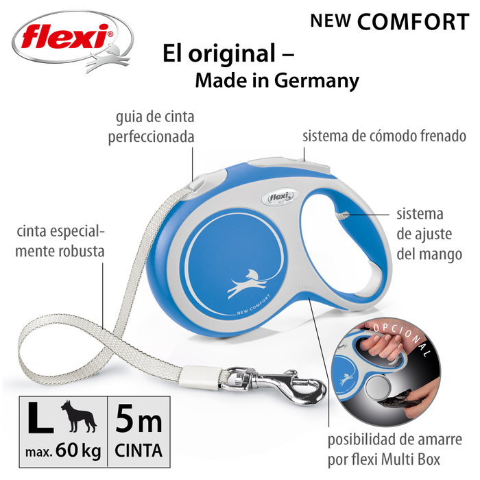 Flexi New Confort Correa Extensible 5m Azul para 60kg
