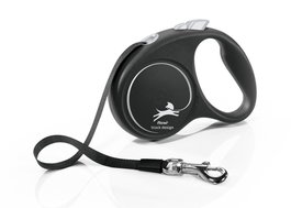 Flexi Black Design Correa extensible de cinta de 5m, Talla S, Negro