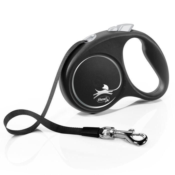 Flexi Black Design Correa extensible de cinta de 5m, Talla S, Negro