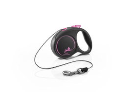 Flexi Black Design Rosa con Cordón 3m Talla XS hasta 8kg