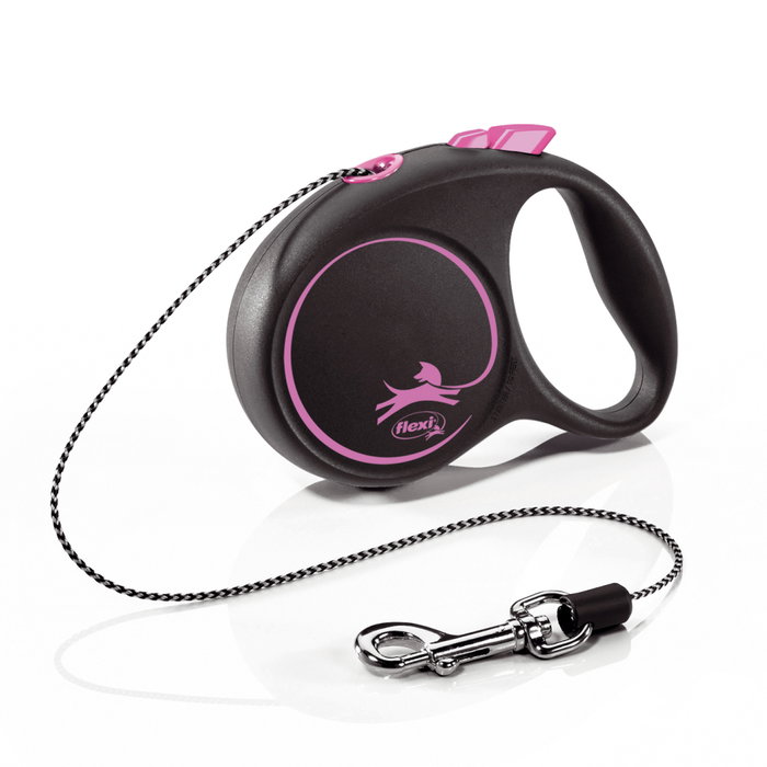 Flexi Black Design Rosa con Cordón 3m Talla XS hasta 8kg