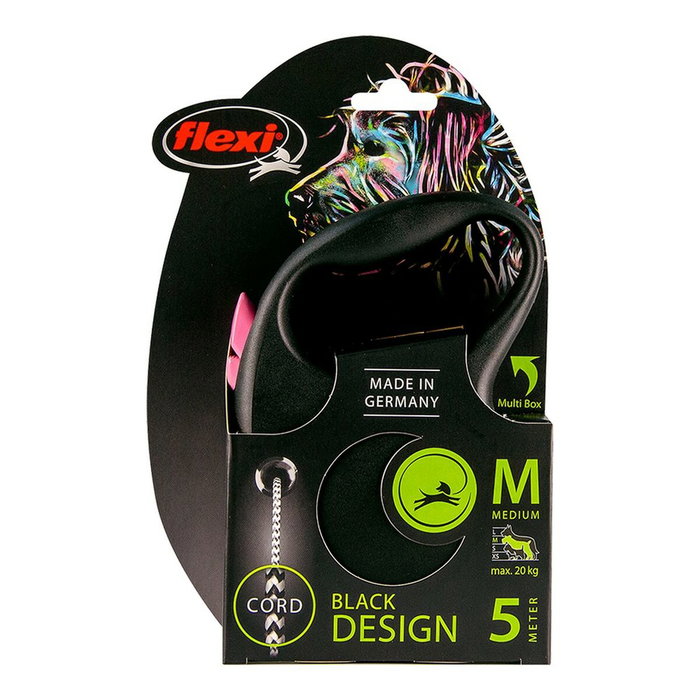 Flexi Black Design Rosa con Cordón 3m Talla XS hasta 8kg