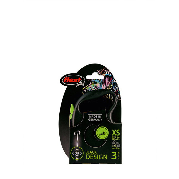 Flexi FLEXI BLACK DESIGN XS CORDON 3m Verde