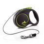 Flexi FLEXI BLACK DESIGN Correa extensible con cordón de 3m, XS, Verde