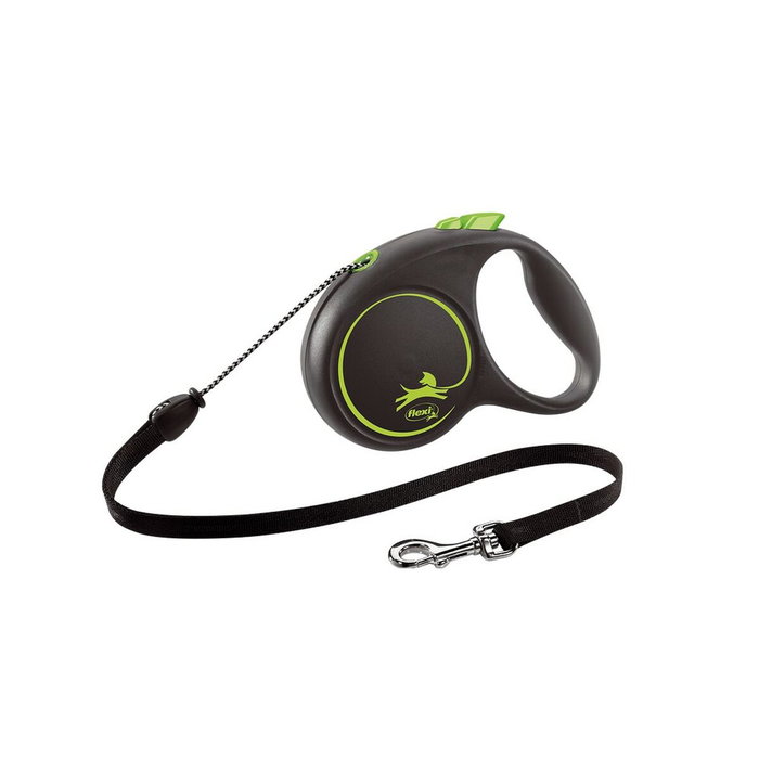 Flexi FLEXI BLACK DESIGN Correa extensible con cordón de 3m, XS, Verde