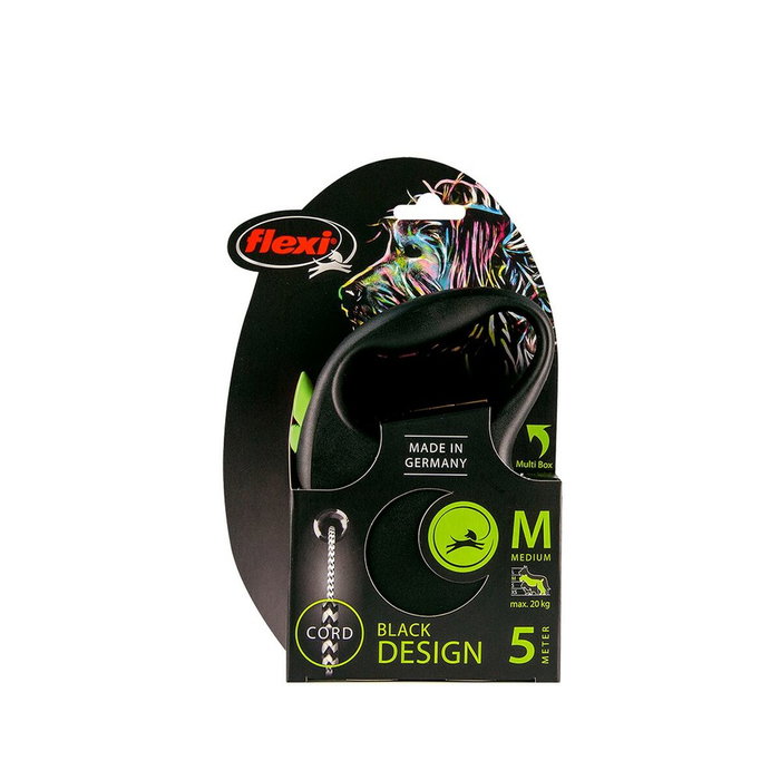 Flexi FLEXI BLACK DESIGN Correa extensible con cordón de 3m, XS, Verde