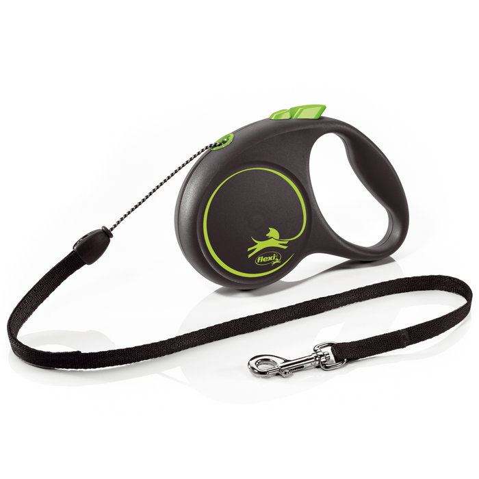 Flexi Black Design Correa Extensible de Cordón, 5m, Verde, hasta 12kg Flexi Black Design Correa Extensible de Cordón, 5m, Verde, hasta 12kg
