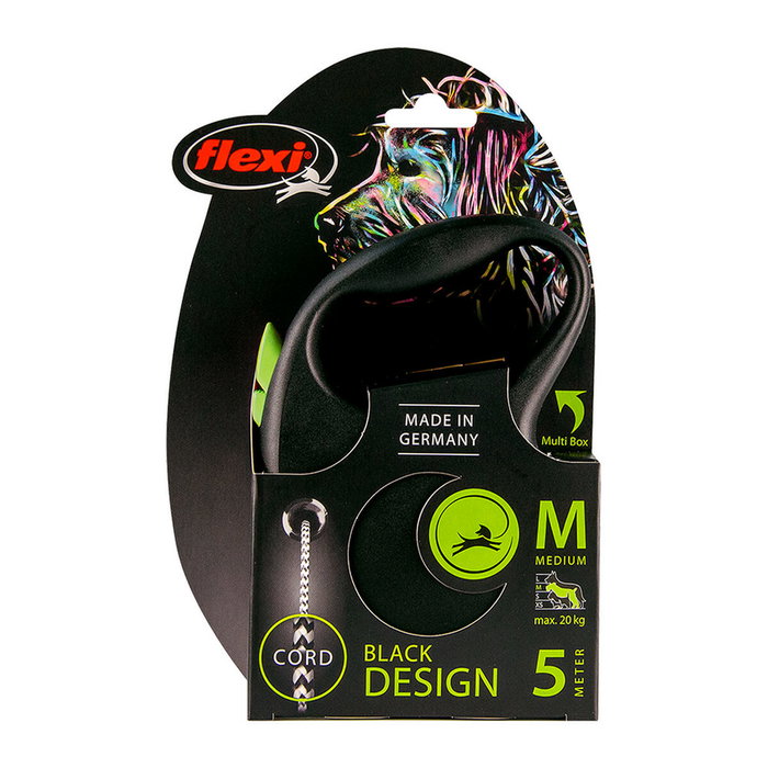 Flexi Black Design Correa Extensible de Cordón, 5m, Verde, hasta 12kg Flexi Black Design Correa Extensible de Cordón, 5m, Verde, hasta 12kg
