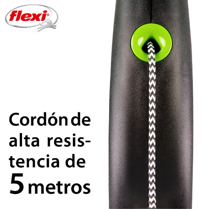 Flexi Black Design Correa Extensible de 5m Verde para hasta 20kg
