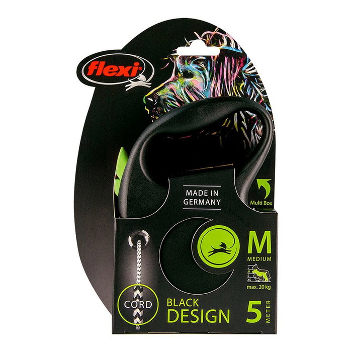 Flexi Black Design Correa Extensible de 5m Verde para hasta 20kg