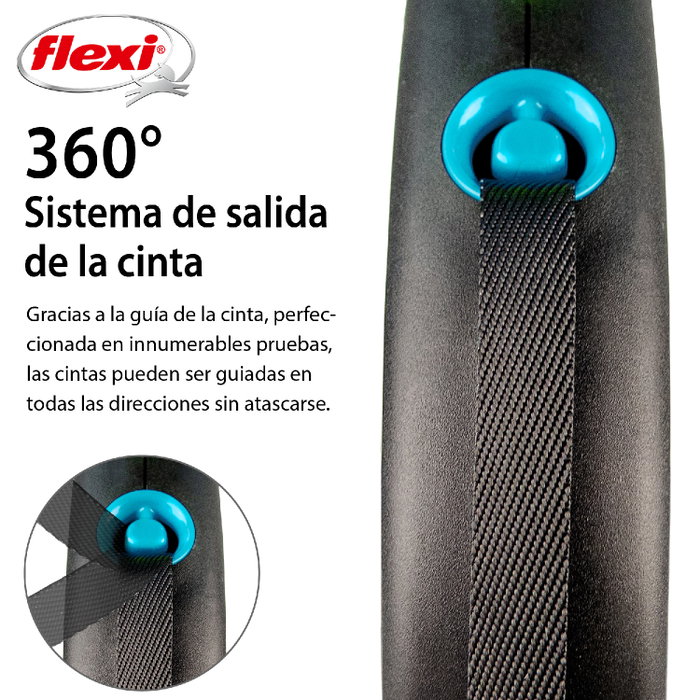 Flexi Black Design Azul con Cinta de 5m Talla S hasta 15kg